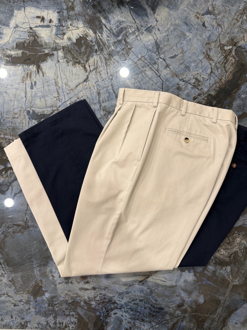 2-pack Jos. A. Bank Pleated Two-Tone Chinos in Beige and Navy  NWT
